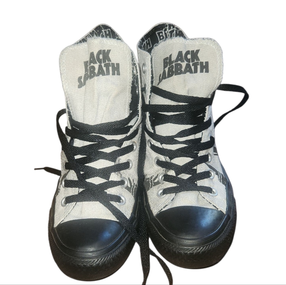 Black Sabbath Converse Black and White Graphic High-Tops